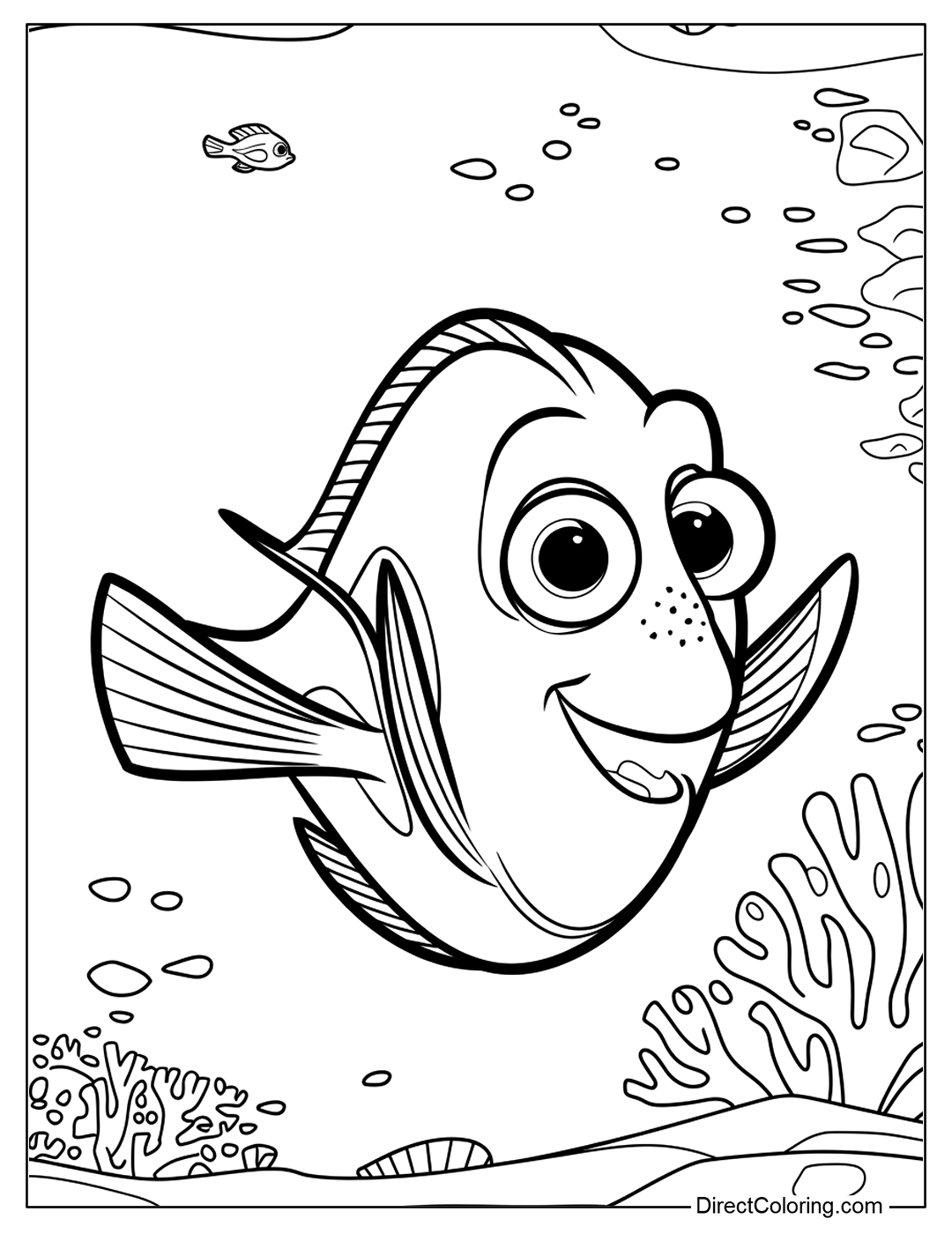 Dory Smiling Coloring Page To Print